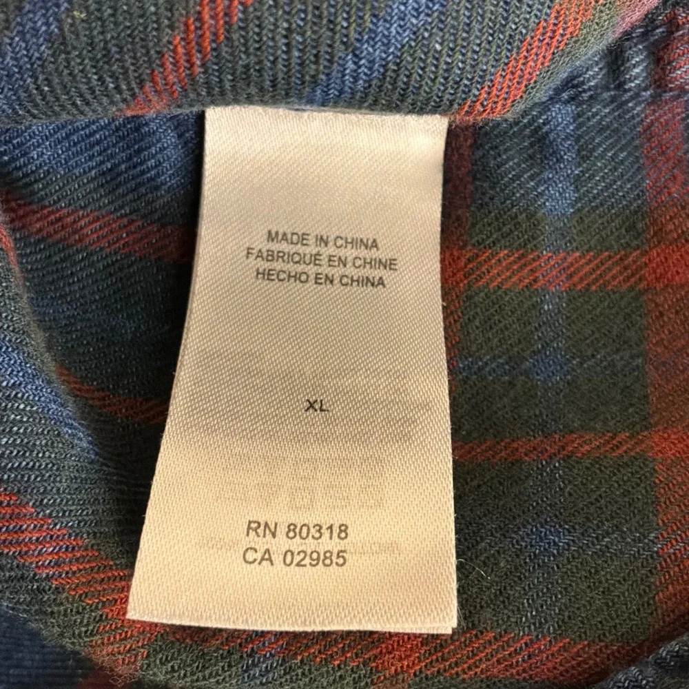 Lucky Brand Plaid Western Shirt Mens XL Blue Red Plaid Excellent Pearl Snap